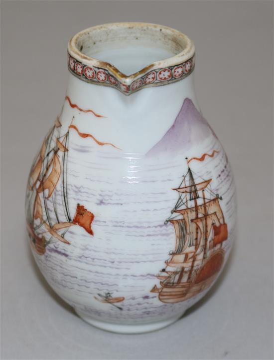 A Chinese export European subject milk jug, Qianlong period, 10.5cm